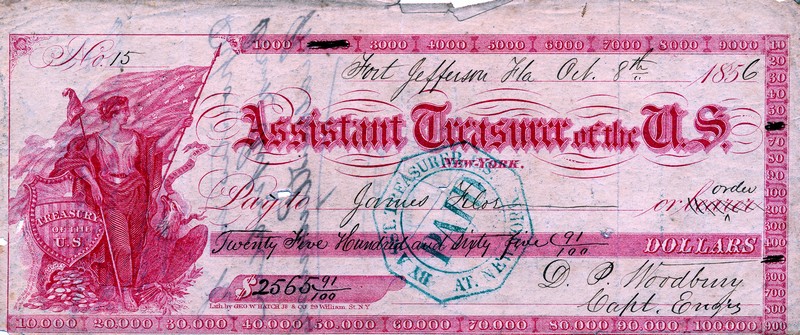 1856 treasury check